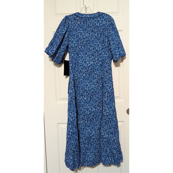 Tuckernuck Seaport Blue Dana Midi Dress Short Sleeves Pockets V-Neck, Large (L) - Picture 9 of 12